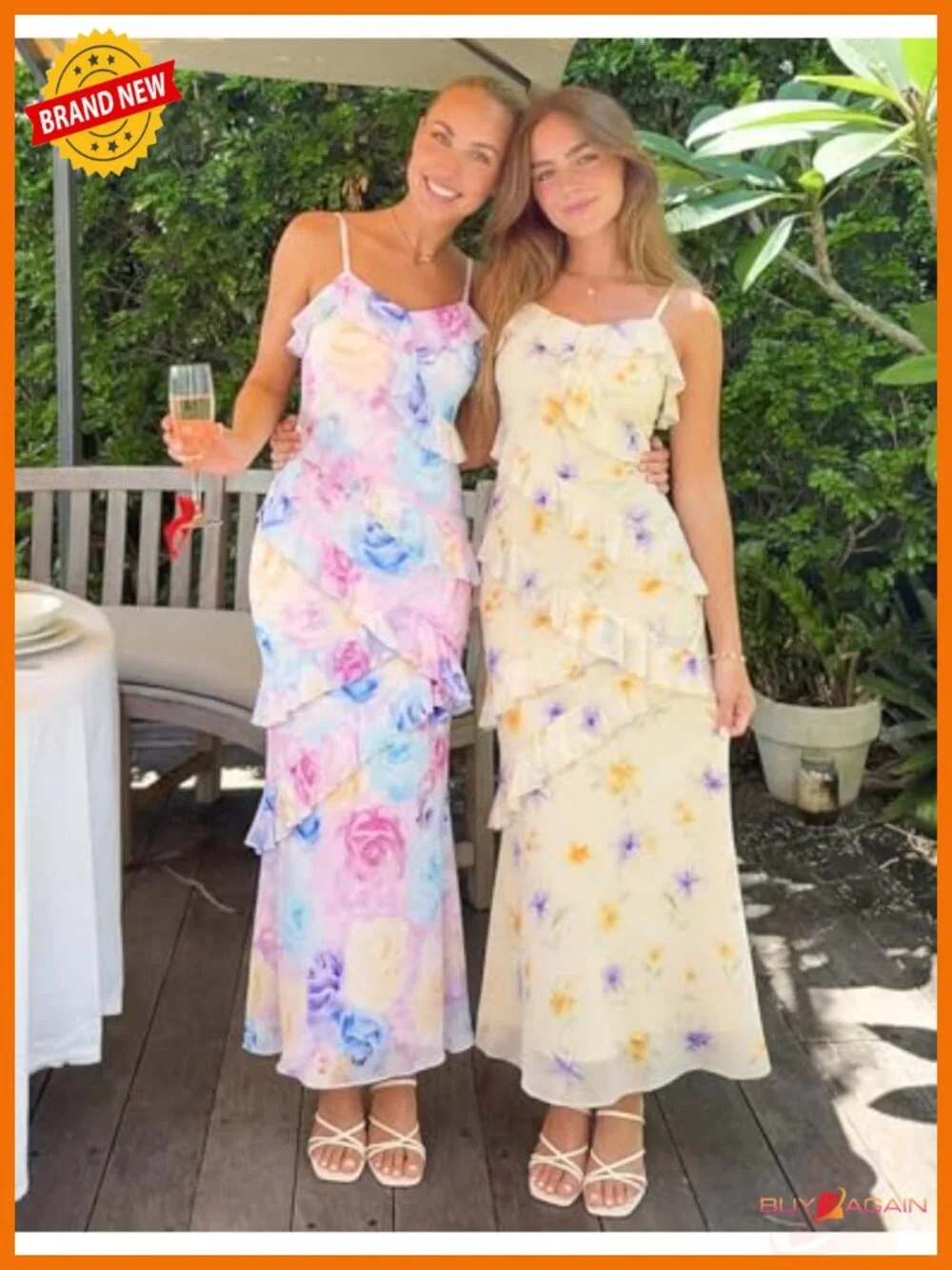 MEROKEETY Floral Maxi Dress Spaghetti Strap Wedding Guest Cocktail